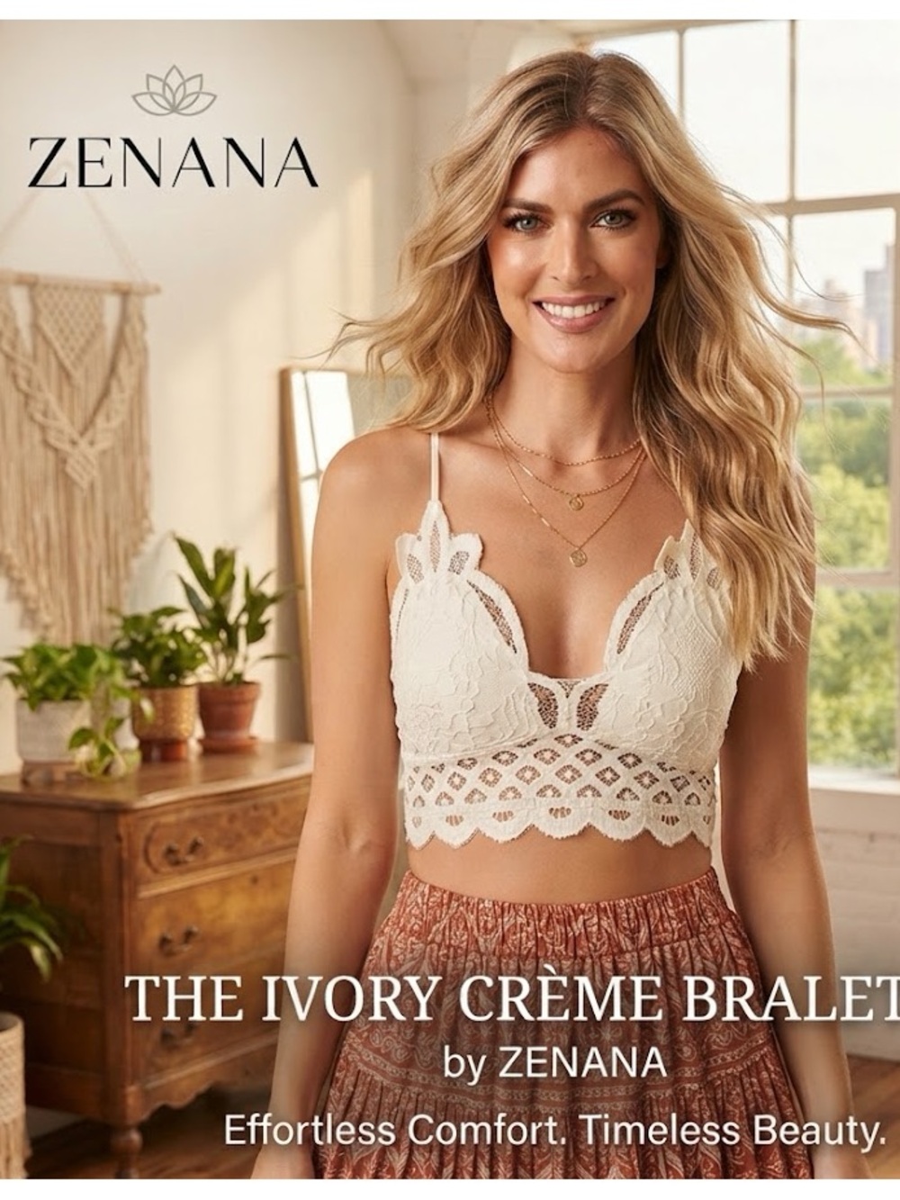 Delicate Ivory Lace Bralette Boho Scalloped Crop Top - Women Intimates Sleepwear